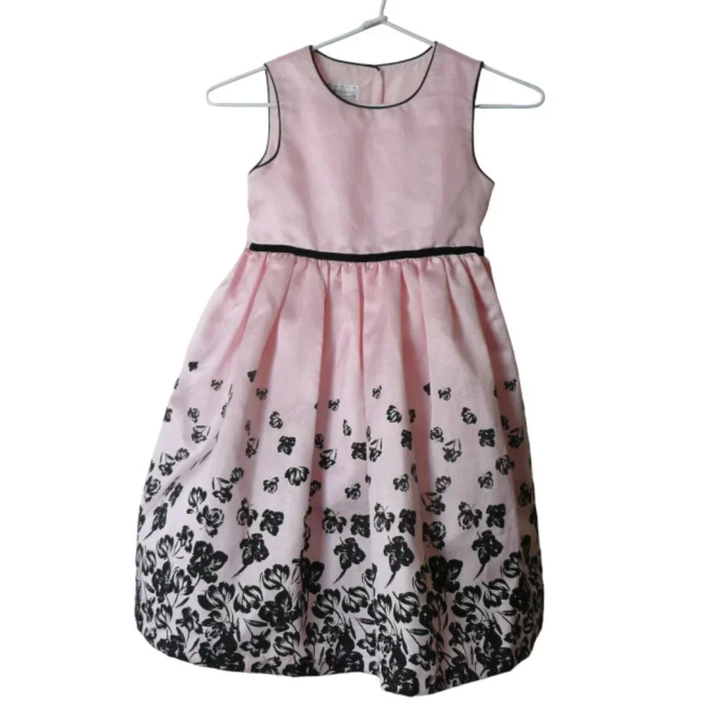 Pippa & Julie Girls Pink Black Dress Size 6X Bridesmaid Formal Special Occasion